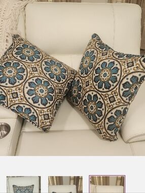 Decorative Blue Medallion Throw Pillow - Brand Unspecified